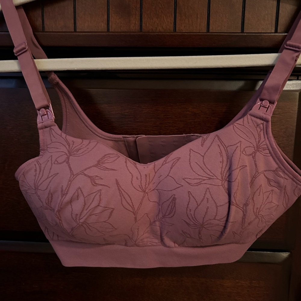 Bravado Designs Mauve nursing Bra with Floral Accents maternity